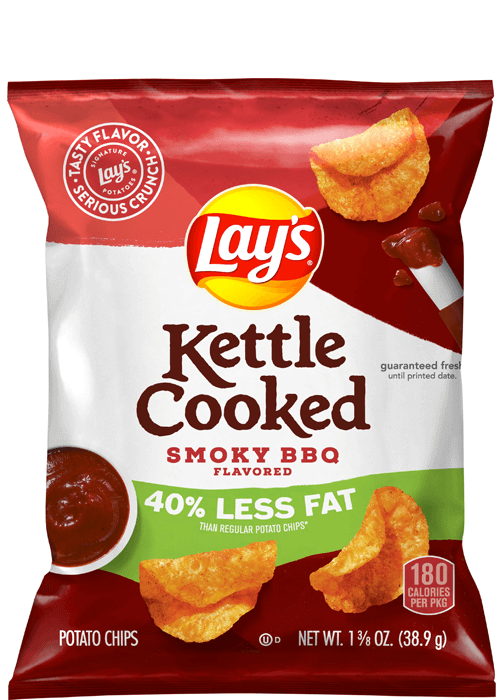 Lay's Kettle Cooked Potato Chips - Smoky BBQ Flavored - 40% Less Fat