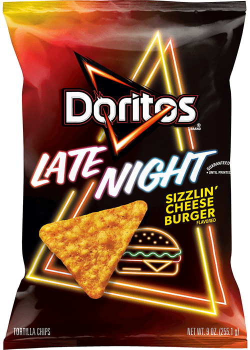 Doritos Tortilla Chips - Late Night Sizzlin' Cheeseburger Flavored