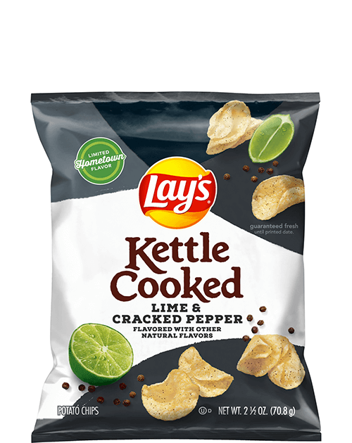 Lay's Kettle Cooked Potato Chips - Lime & Cracked Pepper Flavored