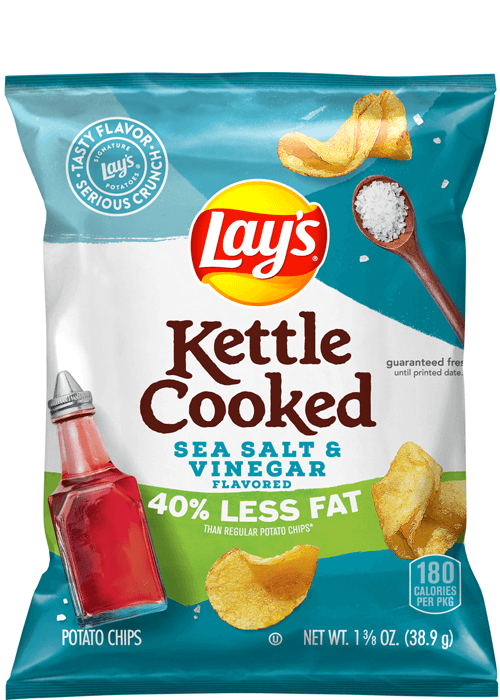 Lay's Kettle Cooked Potato Chips - Sea Salt & Vinegar Flavored - 40% Less Fat